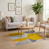 Yellow Overlapping Circles Geometric Area Rug