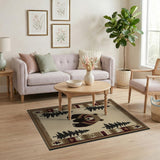 Grizzly Bear Pine Trees Southwestern Rug