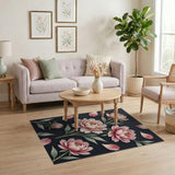 Floral Vintage Pink Blush Peony Floral Area Rug