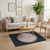 Pink Striped Circular Area Rug