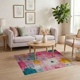 Multi-color and Patterns Vibrant Pink Geometric Abstract Area Rug