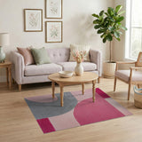 Pink Grey Modern Geometric Area Rug
