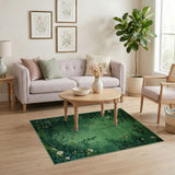 Emerald Green Foliage Bloom Area Rug