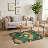 Vintage Baseball Field Green Area Rug