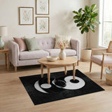 Distressed Yin-Yang Black White Area Rug