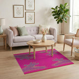 Vibrant Pink Tribal Claw Pattern Area Rug