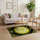 Ornate Yellow Sunburst Medallion Rug