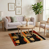 Orange Tribal Elephant Silhouette Area Rug