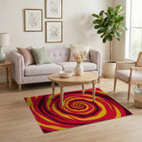 Hypnotic Red Yellow Spiral Area Rug