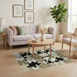 Interlocking Puzzle Beige Area Rug