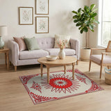 Red Floral Persian Medallion Rug
