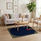 Regal Red Monarch Navy Starry Rug Gold Art Deco Border