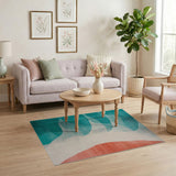 Teal Aqua Wave Abstract Area Rug