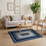 Navy Blue Concentric Frames Geometric Area Rug