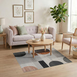Modern Geometric Abstract Area Rug in Grey Rust