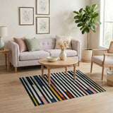Bold Geometric Multi-Color Striped Area Rug