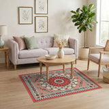 Pink Mandala Floral Persian Area Rug
