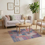 Vibrant Curved Geometric Multi-Color Area Rug