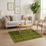 Vibrant Yellow Black Tribal Geometric Rug