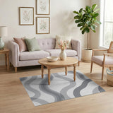 Abstract Area Grey Wavy Abstract Area Rug