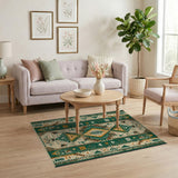 Teal Green Southwestern Diamond Pattern Rug