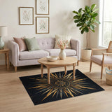 Golden Sun Mandala Geometric Rug