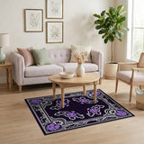 Purple Purple Floral Vintage Border Area Rug