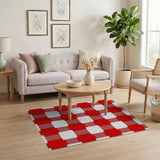 Bold Red and White Buffalo Check Area Rug