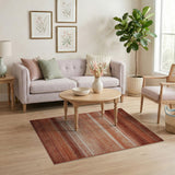 Terracotta Geometric Stripe Area Rug
