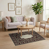 Maroon Greek Key Border Area Rug