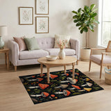 Multi-color and Patterns Whimsical Mushroom Forest Area Rug