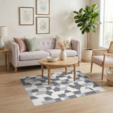 Black and White Black White Geometric Area Rug