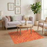 Vibrant Orange Swirl Area Rug