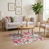 Floral Vintage Pink Floral Vintage Washable Area Rug