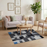 Black and White Geometric Black White Modern Area Rug