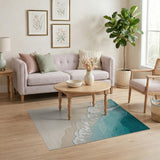 ODIKA Washable Ocean Wave Area Rug - Coastal Low Pile Non-Slip Beach Decor