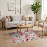 Pink Pink Flamingo Tropical Paradise Area Rug