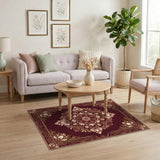 Red Floral Medallion Traditional Persian Rug