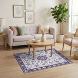 Purple Floral Medallion Floral Vintage Area Rug