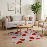 Pink Playful Strawberry Pattern Pink Area Rug