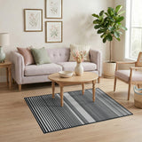 Geometric Modern Bold Horizontal Bold Black White Horizontal Stripe Area Rug