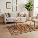 Orange Terracotta Geometric Southwestern Area Rug