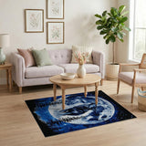 Howling Wolf Full Moon Night Forest Area Rug