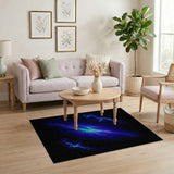 Cosmic Nebula Lightning Blue Teal Area Rug