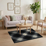 Black and White Black White Diamond Grid Area Rug