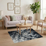 Stellar Nebula Swirl Black White Area Rug