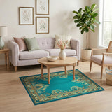Teal Peacock Feather Heritage Rug