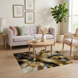Abstract Area Gold Swirl Abstract Area Rug