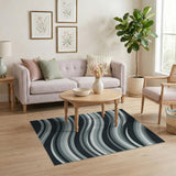 Wavy Monochrome Abstract Area Rug