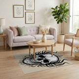Flaming Skull Tribal Area Rug